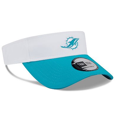 Men's New Era White/Aqua Miami Dolphins 2025 NFL Training Camp Adjustable Visor