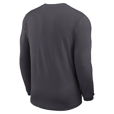 Men's Nike Anthracite Texas Longhorns 2025 Sideline Coach UV Performance Long Sleeve T-Shirt