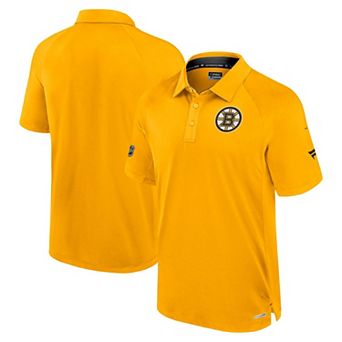 Men's Fanatics Gold Boston Bruins Authentic Pro Rink Raglan Polo