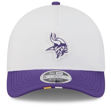 Men's New Era White/Purple Minnesota Vikings 2025 NFL Training Camp A-Frame 9FORTY Adjustable Hat