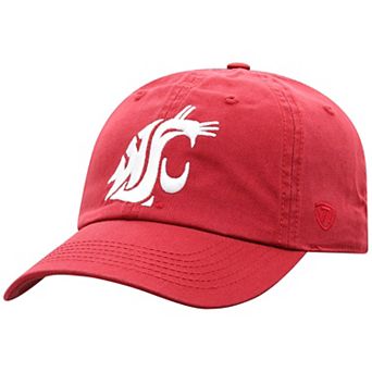 Men's Top of the World Crimson Washington State Cougars Team Logo Washed Adjustable Hat