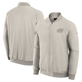 Men's Fanatics Cream Columbus Blue Jackets Authentic Pro Road Full-Zip Bomber Jacket