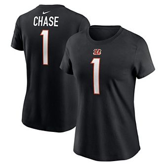 Women's Nike Ja'Marr Chase Black Cincinnati Bengals Player Name & Number T-Shirt