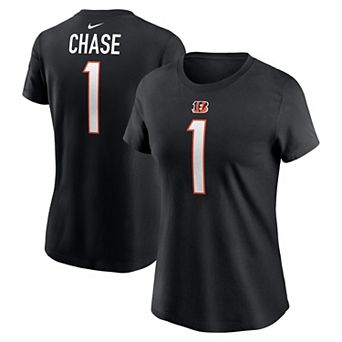 Women's Nike Ja'Marr Chase Black Cincinnati Bengals Player Name & Number T-Shirt