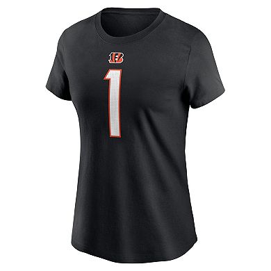 Women's Nike Ja'Marr Chase Black Cincinnati Bengals Player Name & Number T-Shirt