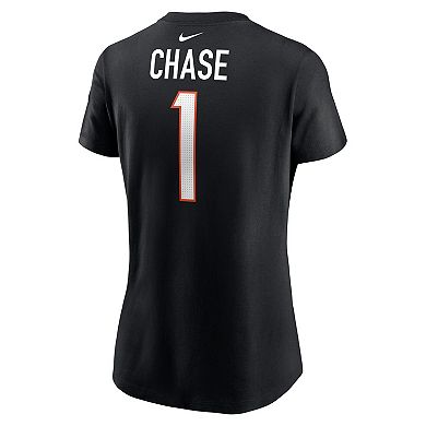 Women's Nike Ja'Marr Chase Black Cincinnati Bengals Player Name & Number T-Shirt