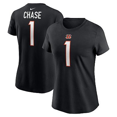 Women's Nike Ja'Marr Chase Black Cincinnati Bengals Player Name & Number T-Shirt