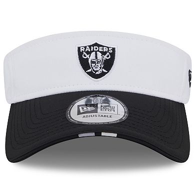 Men's New Era White/Black Las Vegas Raiders 2025 NFL Training Camp Adjustable Visor