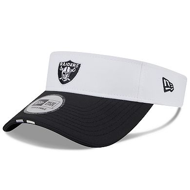 Men's New Era White/Black Las Vegas Raiders 2025 NFL Training Camp Adjustable Visor