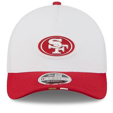 Men's New Era White/Scarlet San Francisco 49ers 2025 NFL Training Camp A-Frame 9FORTY Adjustable Hat
