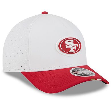 Men's New Era White/Scarlet San Francisco 49ers 2025 NFL Training Camp A-Frame 9FORTY Adjustable Hat
