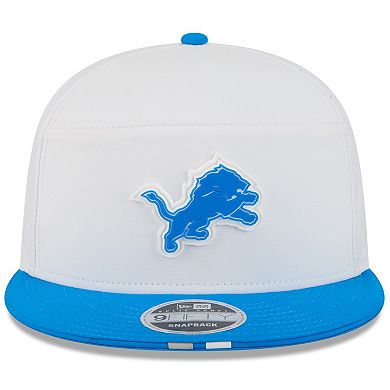 Men's New Era White/Blue Detroit Lions 2025 NFL Training Camp Split Panel 9FIFTY Snapback Hat