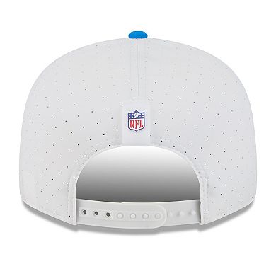 Men's New Era White/Blue Detroit Lions 2025 NFL Training Camp Split Panel 9FIFTY Snapback Hat