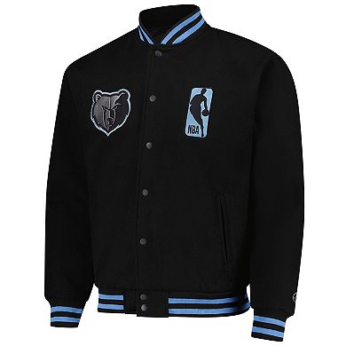 Unisex FISLL Black Memphis Grizzlies Logoman Shadow Collection Full-Snap Varsity Jacket