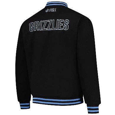 Unisex FISLL Black Memphis Grizzlies Logoman Shadow Collection Full-Snap Varsity Jacket