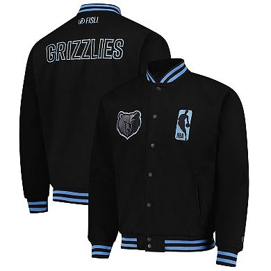 Unisex FISLL Black Memphis Grizzlies Logoman Shadow Collection Full-Snap Varsity Jacket