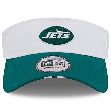 Men's New Era White/Green New York Jets 2025 NFL Training Camp Adjustable Visor
