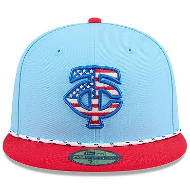Men's New Era Light Blue/Red Minnesota Twins 2025 Fourth of July 59FIFTY Fitted Hat