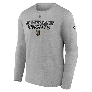 Men's Fanatics Heather Gray Vegas Golden Knights Authentic Pro Core Primary Long Sleeve T-Shirt