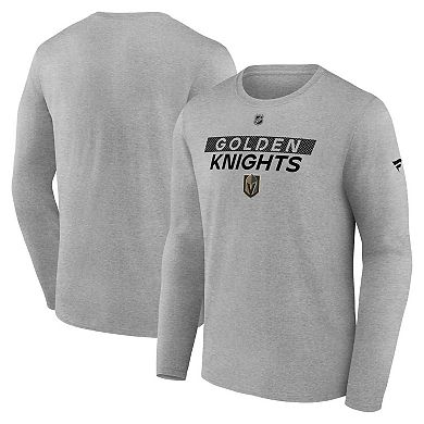 Men's Fanatics Heather Gray Vegas Golden Knights Authentic Pro Core Primary Long Sleeve T-Shirt