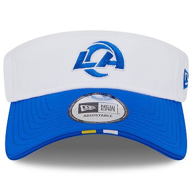 Men's New Era White/Royal Los Angeles Rams 2025 NFL Training Camp Adjustable Visor