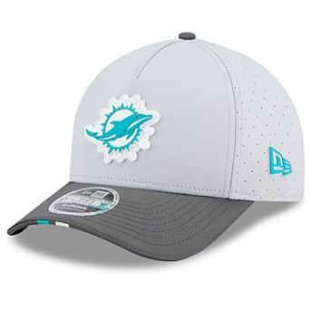 Men's New Era Gray/Graphite Miami Dolphins 2025 NFL Training Camp A-Frame 9FORTY Adjustable Hat