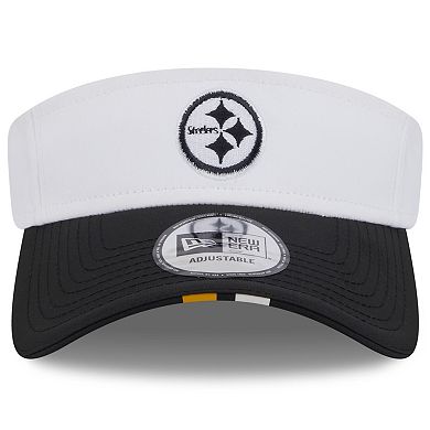 Men's New Era White/Black Pittsburgh Steelers 2025 NFL Training Camp Adjustable Visor