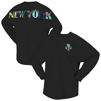 Women's Spirit Jersey Black New York Liberty Oversized Preppy City Long Sleeve T-Shirt