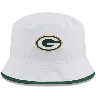 Men's New Era White Green Bay Packers 2025 NFL Training Camp Stretch Bucket Hat