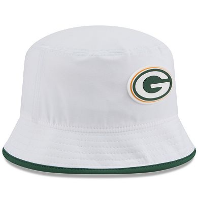 Men's New Era White Green Bay Packers 2025 NFL Training Camp Stretch Bucket Hat