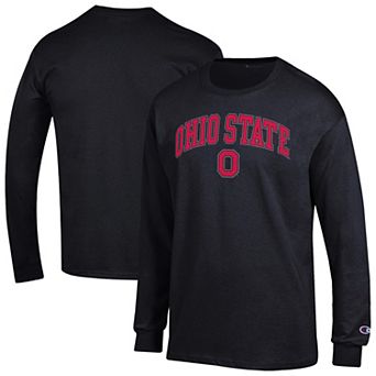 Men's Champion Black Ohio State Buckeyes Arch Over Logo 2-Hit Long Sleeve T-Shirt