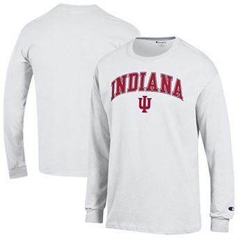 Men's Champion White Indiana Hoosiers Arch Over Logo 2-Hit Long Sleeve T-Shirt