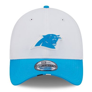 Men's New Era White/Blue Carolina Panthers 2025 NFL Training Camp 39THIRTY Flex Hat