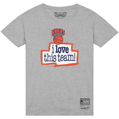 Men's Mitchell & Ness Heather Gray New York Knicks I Love This Team T-Shirt