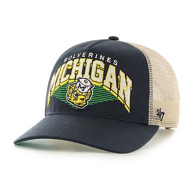 Men's '47 Navy Michigan Wolverines Pomona Mesh Hitch Adjustable Trucker Hat