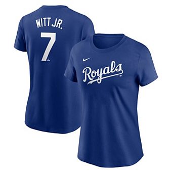 Women's Nike Bobby Witt Jr. Royal Kansas City Royals Fuse Name & Number T-Shirt