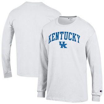 Men's Champion White Kentucky Wildcats Arch Over Logo 2-Hit Long Sleeve T-Shirt