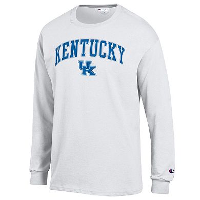 Men's Champion White Kentucky Wildcats Arch Over Logo 2-Hit Long Sleeve T-Shirt