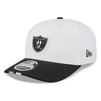 Men's New Era White/Black Las Vegas Raiders 2025 NFL Training Camp 9SEVENTY Adjustable Hat
