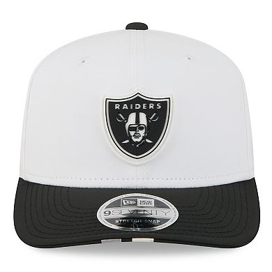 Men's New Era White/Black Las Vegas Raiders 2025 NFL Training Camp 9SEVENTY Adjustable Hat
