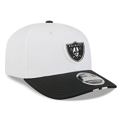 Men's New Era White/Black Las Vegas Raiders 2025 NFL Training Camp 9SEVENTY Adjustable Hat