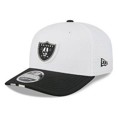 Men's New Era White/Black Las Vegas Raiders 2025 NFL Training Camp 9SEVENTY Adjustable Hat