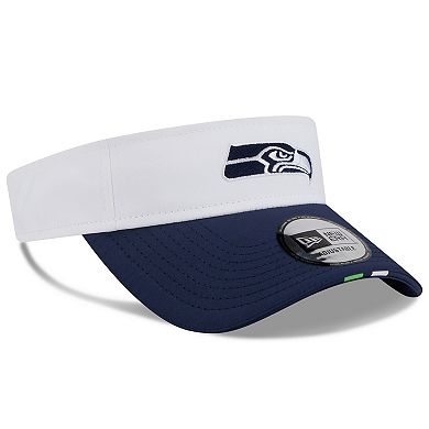 Men's New Era White/College Navy Seattle Seahawks 2025 NFL Training Camp Adjustable Visor