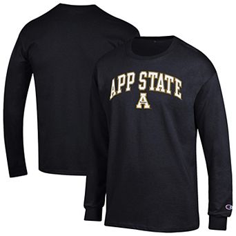 Men's Champion Black Appalachian State Mountaineers Arch Over Logo 2-Hit Long Sleeve T-Shirt