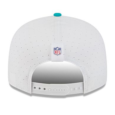 Men's New Era White/Aqua Miami Dolphins 2025 NFL Training Camp Split Panel 9FIFTY Snapback Hat