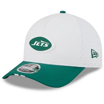 Men's New Era White/Green New York Jets 2025 NFL Training Camp A-Frame 9FORTY Adjustable Hat