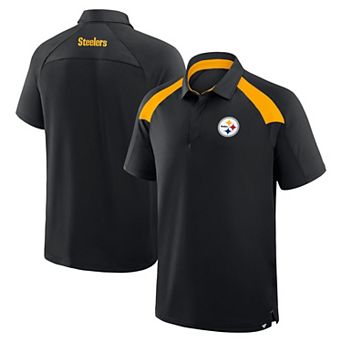 Men's Fanatics Black Pittsburgh Steelers Back Around Raglan Polo
