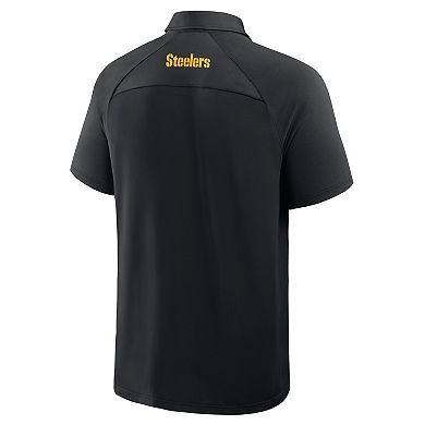 Men's Fanatics Black Pittsburgh Steelers Back Around Raglan Polo