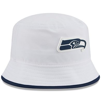 Men's New Era White Seattle Seahawks 2025 NFL Training Camp Stretch Bucket Hat