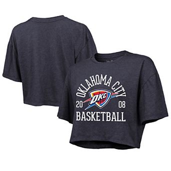 Women's Majestic Threads Navy Oklahoma City Thunder Boxy Crop Top